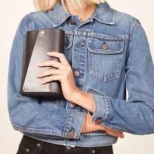 NWOT REFORMATION/LEMUR CLUTCH Black Leather Bag